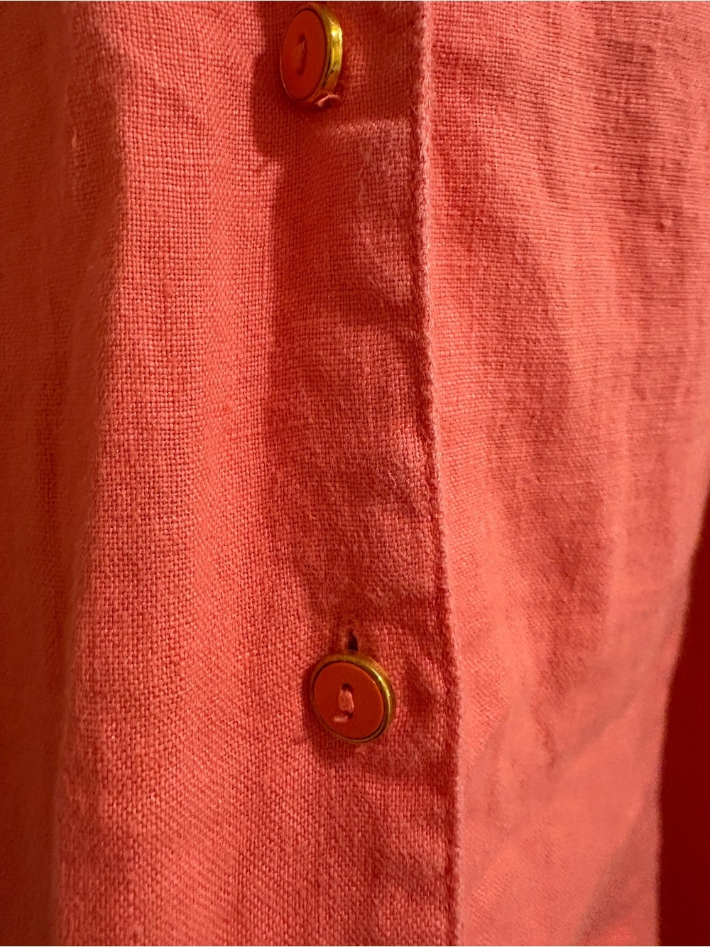 JM Collection 100% Linen Coral Button Front Roll Tab Shirt Size 18 Plus - Picture 6 of 15